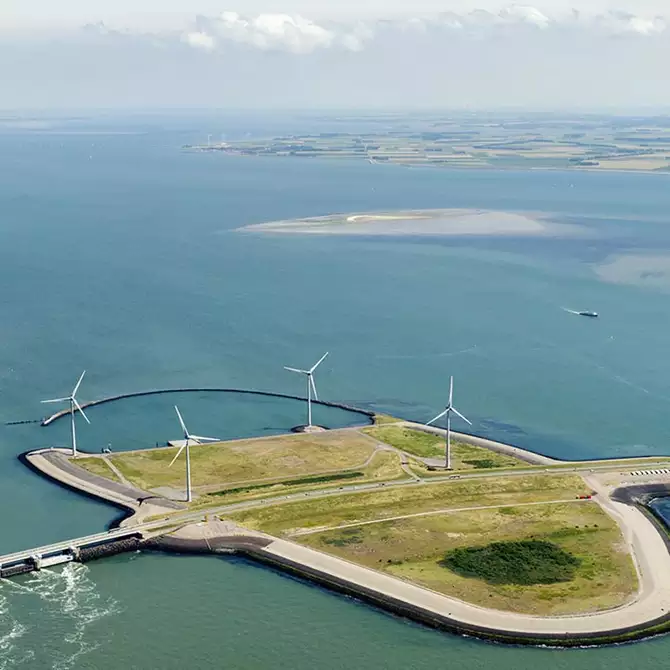 Wind farm on shore