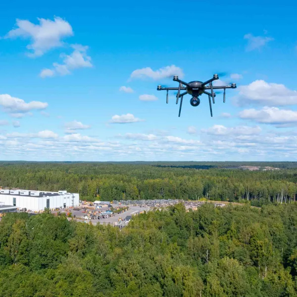 drone over industrial area